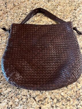Paolo Masi Dark Brown Woven Leather Shoulder Bag